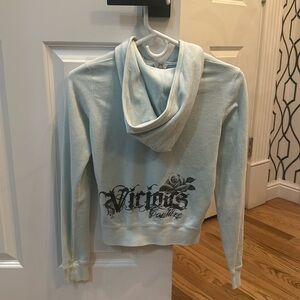 Vintage Juicy Couture Vicious Couture Velour Zip Hoodie Small Mint Color